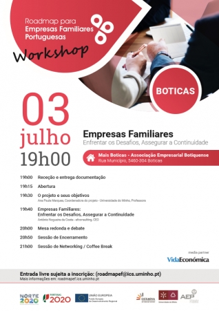 Workshop “Empresas Familiares: Enfrentar os Desafios, Assegurar a Continuidade” | 3 de julho, pelas 19h00, Boticas