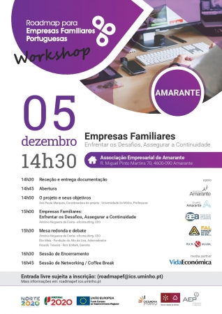 Workshop Empresas Familiares: Enfrentar os Desafios, Assegurar a Continuidade

5 de dezembro pelas 14h30