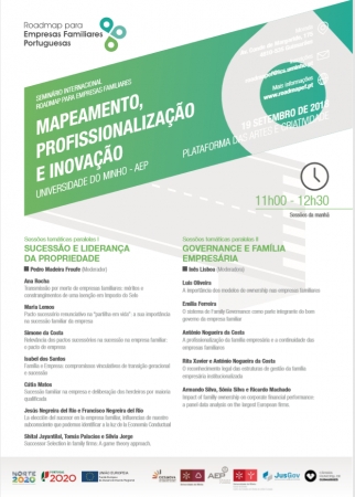 Programa Sessões Paralelas | Seminário Internacional "Roadmap para Empresas Familiares: Mapeamento, Profissionalização e Inovação" | 19 de setembro