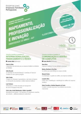 Programa Sessões Paralelas | Seminário Internacional Roadmap para Empresas Familiares: Mapeamento, Profissionalização e Inovação"| 19 de setembro